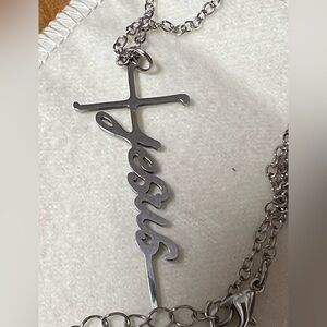 Silver Jesus Cross Necklace